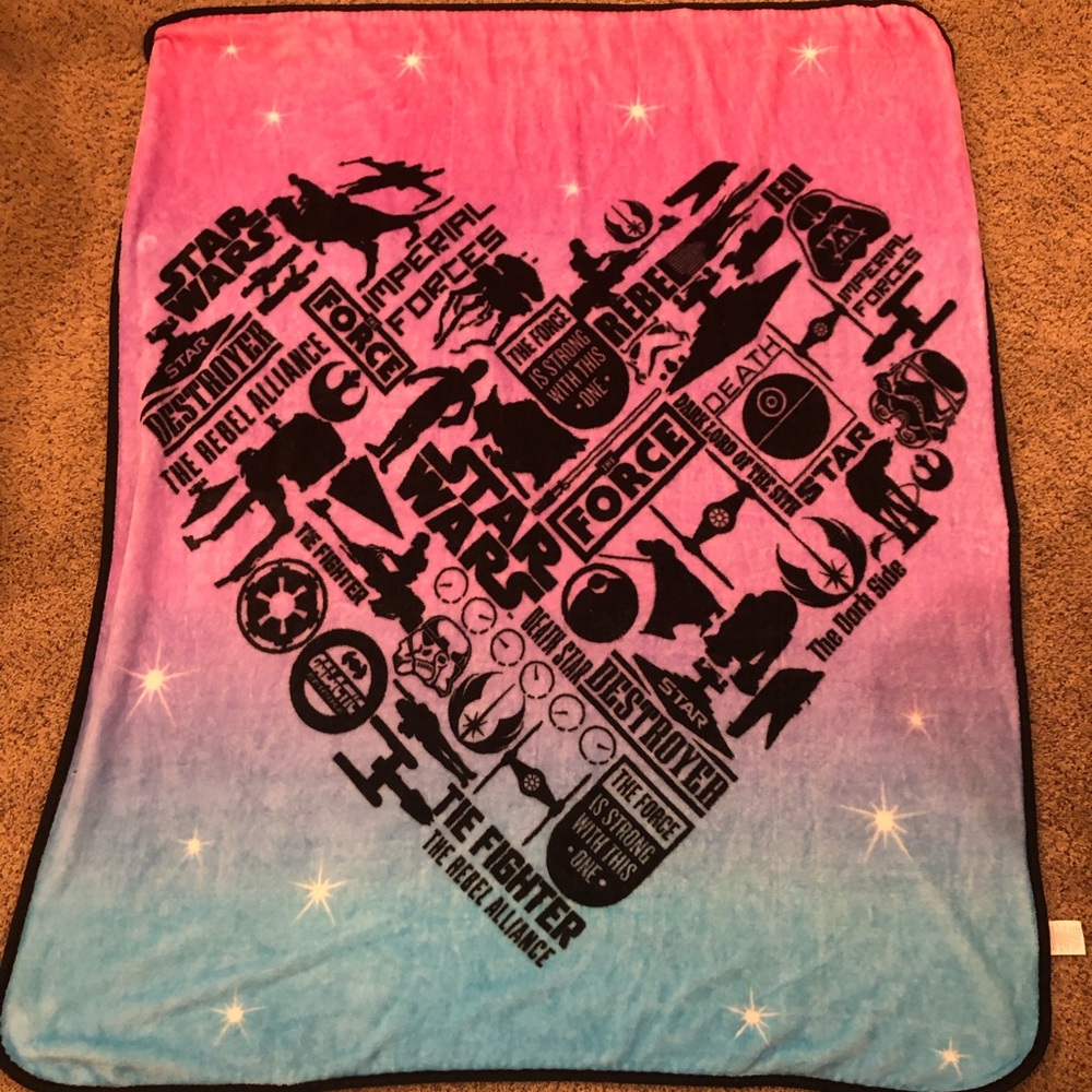 Pink to blue ombré starwars blanket